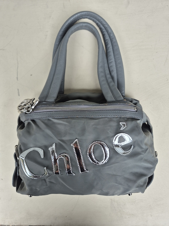 Chloe 2000s Rare Gray Logo-Embellished Women’s Satchel - Picture 2 of 15